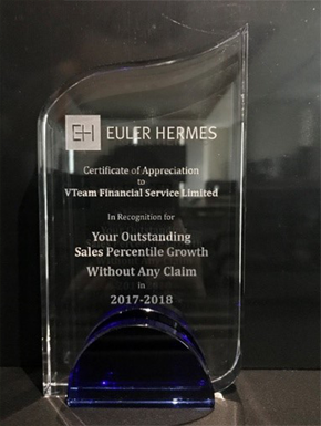 天逸金融服務集團獲國際知名信用保險公司-Euler Hermes頒贈感謝狀，表彰天逸在風險控管及業務發展成果斐然